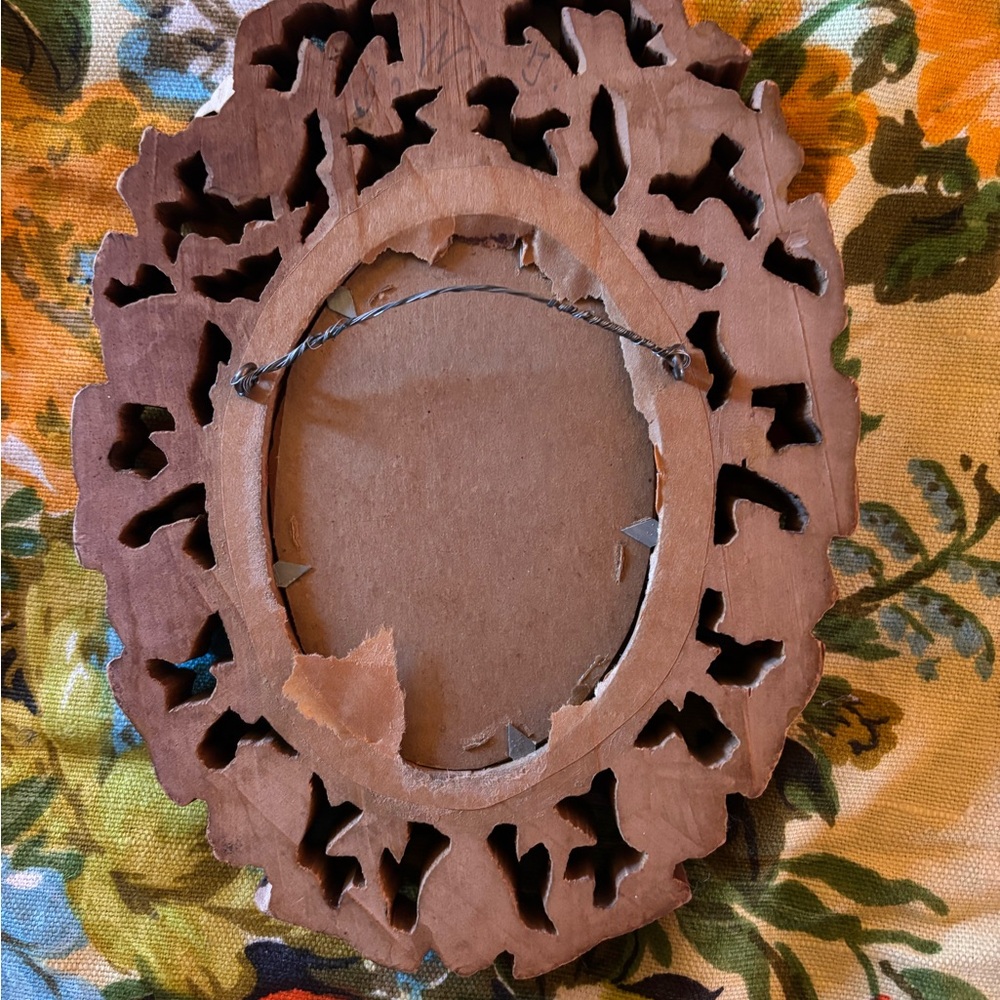 Two Vintage 70’s Floral Carved Hanging Mirrors ~ Retro Bohemian - Picture 4 of 5